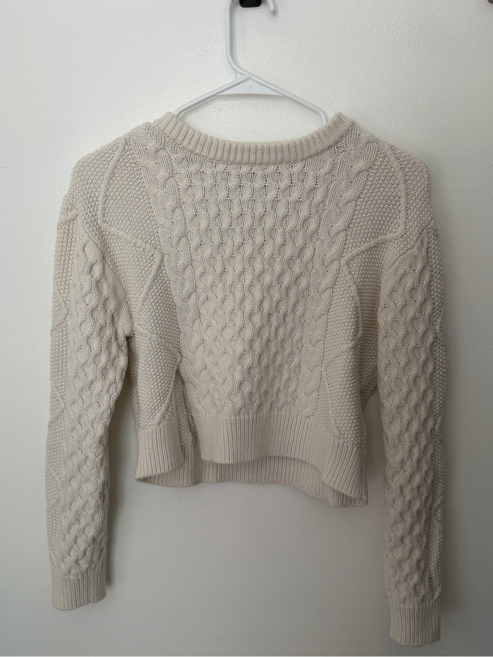 Textured Cable Crewneck Sweater - Cream